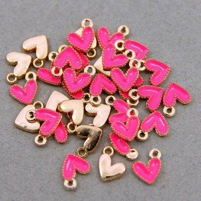 10 vnt Daili maža spalvinga širdies formos emalio žavesio visų spalvų mažytė širdelės žavesio pakabukas papuošalų karolių auskarų gamybai