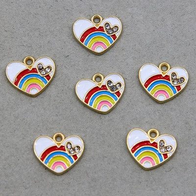 10 vnt Daili maža spalvinga širdies formos emalio žavesio visų spalvų mažytė širdelės žavesio pakabukas papuošalų karolių auskarų gamybai
