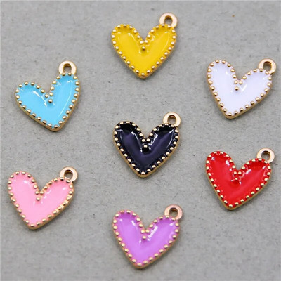 10 vnt Daili maža spalvinga širdies formos emalio žavesio visų spalvų mažytė širdelės žavesio pakabukas papuošalų karolių auskarų gamybai