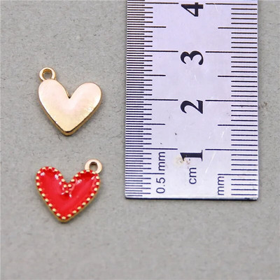 10 vnt Daili maža spalvinga širdies formos emalio žavesio visų spalvų mažytė širdelės žavesio pakabukas papuošalų karolių auskarų gamybai