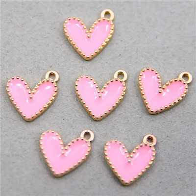 10 vnt Daili maža spalvinga širdies formos emalio žavesio visų spalvų mažytė širdelės žavesio pakabukas papuošalų karolių auskarų gamybai