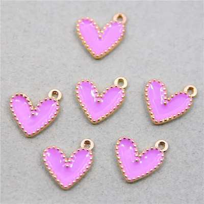 10 vnt Daili maža spalvinga širdies formos emalio žavesio visų spalvų mažytė širdelės žavesio pakabukas papuošalų karolių auskarų gamybai