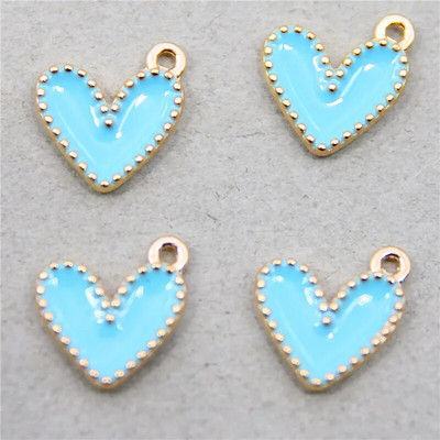 10 vnt Daili maža spalvinga širdies formos emalio žavesio visų spalvų mažytė širdelės žavesio pakabukas papuošalų karolių auskarų gamybai