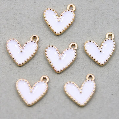 10 vnt Daili maža spalvinga širdies formos emalio žavesio visų spalvų mažytė širdelės žavesio pakabukas papuošalų karolių auskarų gamybai