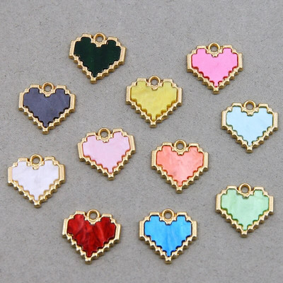 10 vnt Daili maža spalvinga širdies formos emalio žavesio visų spalvų mažytė širdelės žavesio pakabukas papuošalų karolių auskarų gamybai