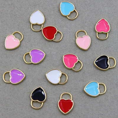 10 vnt Daili maža spalvinga širdies formos emalio žavesio visų spalvų mažytė širdelės žavesio pakabukas papuošalų karolių auskarų gamybai
