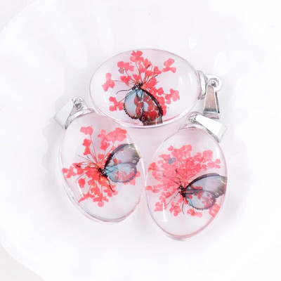 3 tk. Läbipaistev ovaalne akrüülist pressitud Lucky Clover kroonleht Pandlaga vaiguga konserveeritud värsked kuivatatud lilled ripatsid ehete valmistamiseks