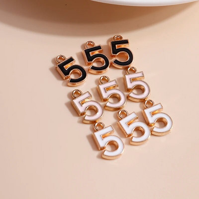 10 vnt./stal. 9*14mm Emalio Mini numeris 5 Charms DIY kaklo papuošalai Pakabukai Auskarai Rankų darbo amatų papuošalų kūrimo Priedai