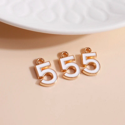 10 vnt./stal. 9*14mm Emalio Mini numeris 5 Charms DIY kaklo papuošalai Pakabukai Auskarai Rankų darbo amatų papuošalų kūrimo Priedai