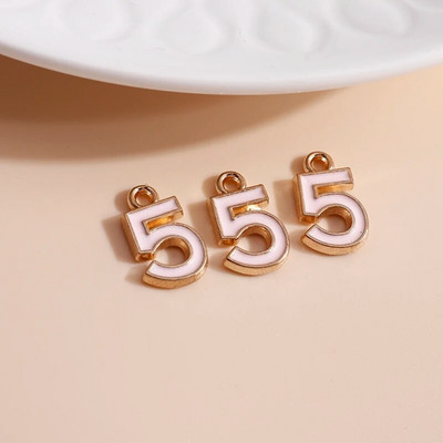 10 vnt./stal. 9*14mm Emalio Mini numeris 5 Charms DIY kaklo papuošalai Pakabukai Auskarai Rankų darbo amatų papuošalų kūrimo Priedai