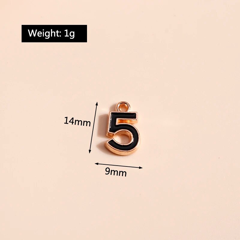 10 vnt./stal. 9*14mm Emalio Mini numeris 5 Charms DIY kaklo papuošalai Pakabukai Auskarai Rankų darbo amatų papuošalų kūrimo Priedai