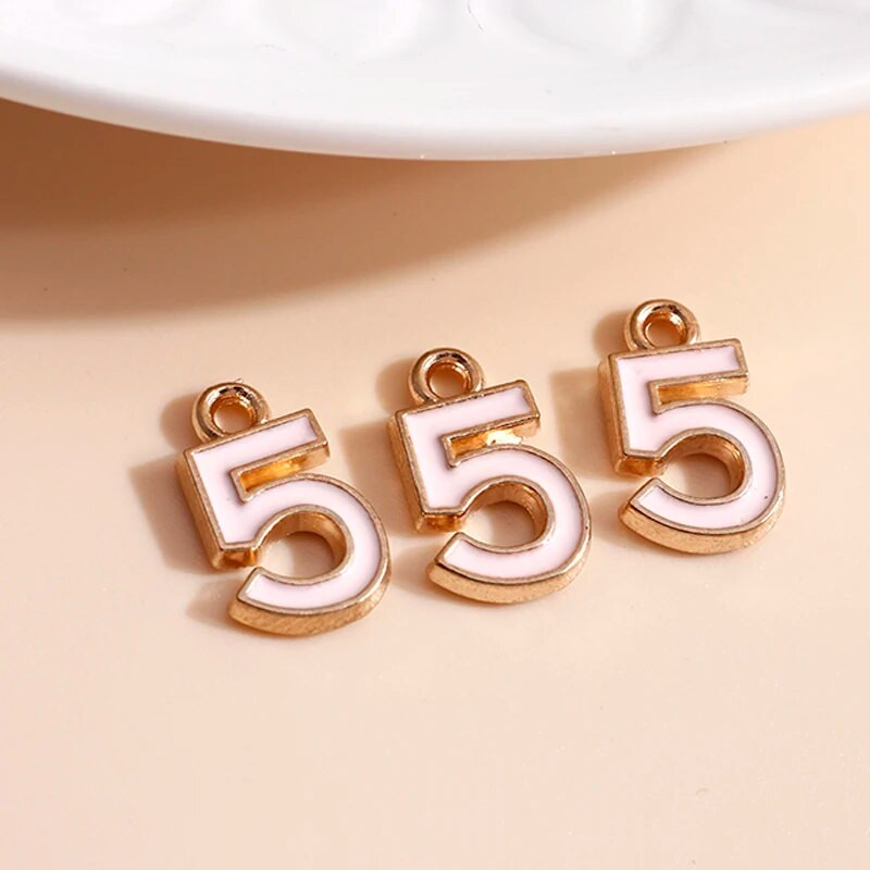 10 vnt./stal. 9*14mm Emalio Mini numeris 5 Charms DIY kaklo papuošalai Pakabukai Auskarai Rankų darbo amatų papuošalų kūrimo Priedai