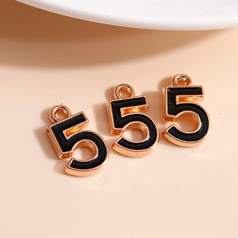 10 vnt./stal. 9*14mm Emalio Mini numeris 5 Charms DIY kaklo papuošalai Pakabukai Auskarai Rankų darbo amatų papuošalų kūrimo Priedai