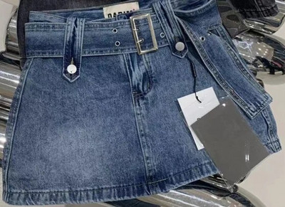 2023 m. vasaros mergaičių laisvalaikio džinsai, dviejų spalvų džinsinis sijonas su juosmeniu