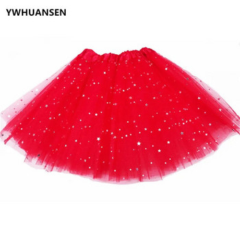 YWHUANSEN Lovely Star Glitter Κοριτσάκι Πλούσια φούστα τριών στρώσεων Παιδικό φόρεμα με παγιέτες Polleras Παιδικό μπαλέτο Tutus Pettiskrit Fluffy