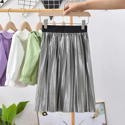 2022 m. pavasaris, ruduo, žiema, aksominis sijonas vaikams Plisuotas sijonas kūdikiams, paaugliams, solidūs drabužiai, mokykliniai mergaičių ilgi sijonai