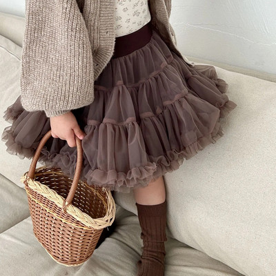 Παιδική φούστα Tutu για κορίτσια 2023 Νέα μοντέρνα μονόχρωμη Princess Casual Simple Νέα μοντέρνα γλυκιά φούστα για κοριτσάκια