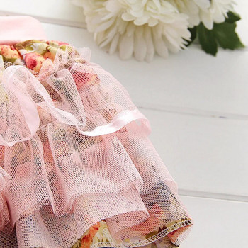 Floral κοριτσίστικη φούστα με δαντέλα Cute girls Παιδικές φούστες Tutu Flower Lacy Tulle βολάν Πριγκίπισσες Φούστες πολλαπλών στρώσεων 2-6 ετών
