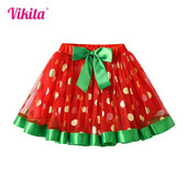 VIKITA Laste punased jõulud uusaasta seelikud tüdrukutele täpilised seelikud tüdrukutele tüllvõrgust Tutu kihilised printsessipeo jõuluseelikud