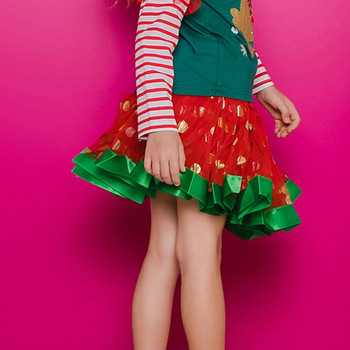 VIKITA Детска червена пола за подарък за Коледа за Нова година Момиче Поли на точки Момичета Мрежеста пачка от тюл Многослойни парти коледни поли на принцеса