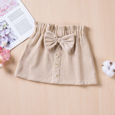 Toddler Girls φούστα με μασίφ κουμπιά με ντεκόρ με φιόγκο Casual Άνοιξη Φθινόπωρο Άνοιξη 1-5Y Baby Girls Cute μπούστο φούστα Ρούχα σε γραμμή Α