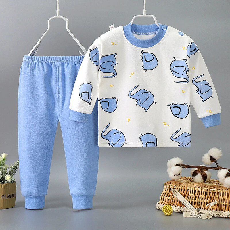 Animacinių filmų pižamos kostiumai vaikams kūdikiams berniukams mergaitėms pavasario rudeniui miegui Namų drabužiai Medvilniniai rudeniniai ilgos kelnės vaikams pižamos