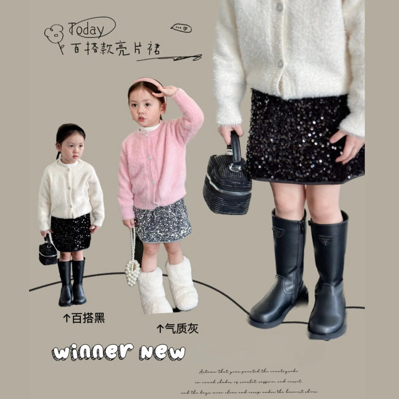 Tüdrukute moodne litriga seelik 2023, uus sügistalvine moekas kõhn A-joonega printsess vabaaja lihtne armas tüdrukute ühevärviline seelik