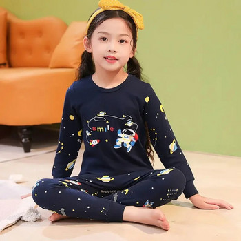 Бебешки пижами за момчета Есенни детски дрехи с дълги ръкави Спално облекло Тинейджърски пижами Комплекти памучни пижами за деца 6, 8, 10, 12, 14 години