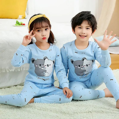Pijamale pentru bebeluși băieți Toamnă cu mâneci lungi Îmbrăcăminte pentru copii Lenjerie de noapte Pijama pentru adolescenți Seturi de pijamale din bumbac pentru copii 6 8 10 12 14 ani