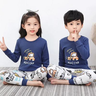 Pijamale pentru bebeluși băieți Toamnă cu mâneci lungi Îmbrăcăminte pentru copii Lenjerie de noapte Pijama pentru adolescenți Seturi de pijamale din bumbac pentru copii 6 8 10 12 14 ani