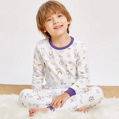 Pijamale pentru bebeluși băieți Toamnă cu mâneci lungi Îmbrăcăminte pentru copii Lenjerie de noapte Pijama pentru adolescenți Seturi de pijamale din bumbac pentru copii 6 8 10 12 14 ani