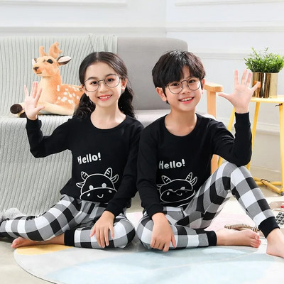 Pijamale pentru bebeluși băieți Toamnă cu mâneci lungi Îmbrăcăminte pentru copii Lenjerie de noapte Pijama pentru adolescenți Seturi de pijamale din bumbac pentru copii 6 8 10 12 14 ani