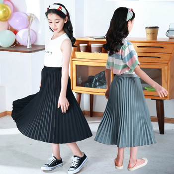 Καλοκαίρι 2023 Κορίτσια μακριά πλισέ φούστα Μασίφ casual φούστα για παιδιά 12 13 14 ετών Trendy Teens Students Παιδικές φούστες