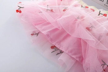 Χαριτωμένα κεντημένα κορίτσια Διχτυωτό Πριγκίπισσα Φούστα Τούτου Καλοκαιρινή Παιδική Μόδα Πλισέ Φούστες για την Ημέρα του Αγίου Βαλεντίνου Ρούχα χορού 2-12 Τ