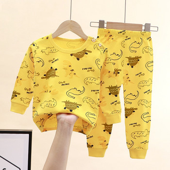 Новородени деца Момчета Момичета Пижамни комплекти Анимационни ежедневни дълъг ръкав Сладка тениска Горнище с панталони Бебешки есенни дрехи за спане