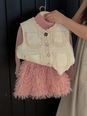 RiniLucia νεογέννητο μωρό κοριτσίστικη φούντα φούντα για παιδιά Φθινοπωρινό ρούχο για νήπια Βρεφικό κοριτσάκι Ολόσωμο ροζ φούστα παιδικά ρούχα
