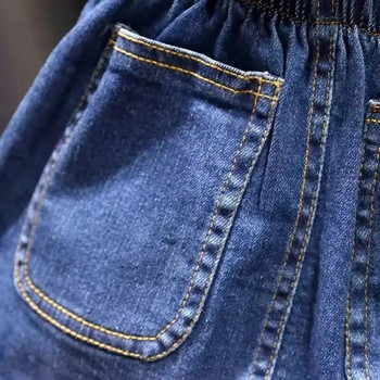 Ежедневна дънкова пола за момичета през 2023 г. с джоб с копчета