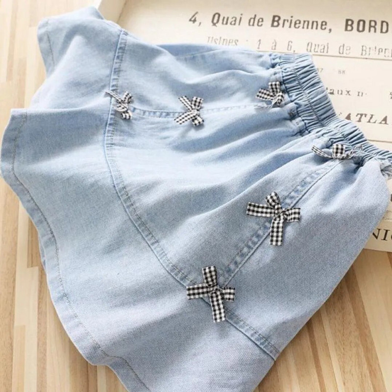 Djevojčice Traper suknje Princess Slatke traper suknje s mašnom Novo ljeto 2021. Dječje ležerne plave suknje u korejskom stilu za 3-7 godina