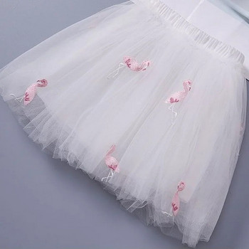 Летни детски поли за момичета Бяло Розово Сиво Grus Japonensis Балетна пола с бродерия TUTU за 3-8 годишно дете, дрехи за рожден ден E8008