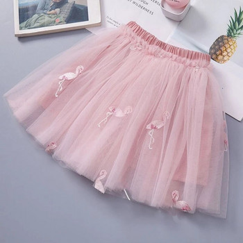 Летни детски поли за момичета Бяло Розово Сиво Grus Japonensis Балетна пола с бродерия TUTU за 3-8 годишно дете, дрехи за рожден ден E8008