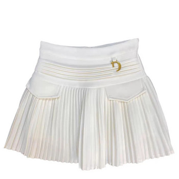 φθινοπωρινή μόδα 3-15 λευκή μαύρη εφηβική φούστα Κορίτσια Χρυσή βελούδινη πλισέ φούστα γράμμα Μεταλλική πόρπη διπλή κορεατική έκδοση ντραπέ φούστα