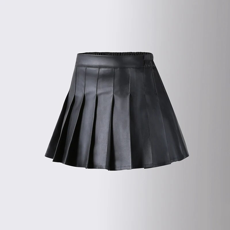 Pavasario rudens mergaičių klostuotas sijonas kūdikiams, paaugliams skirtas sijonas, apatinis sijonas vaikams, madinga dirbtinė oda, 3–14 m.