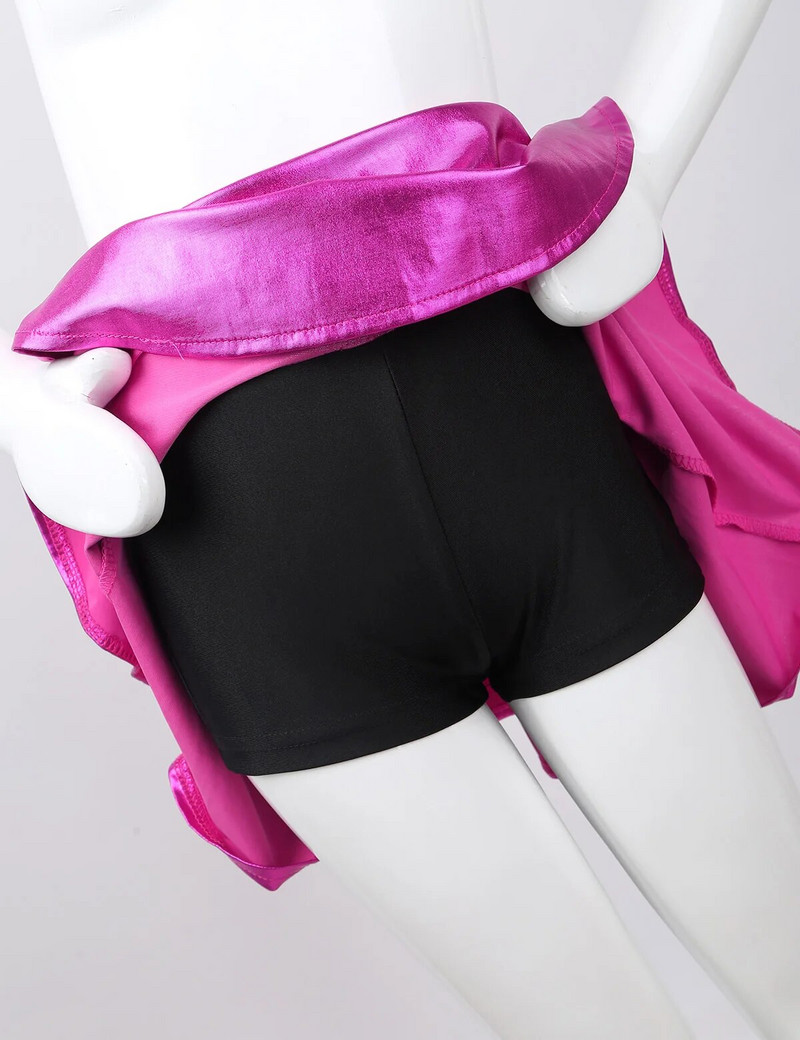 Lastele Tüdrukutele Balletitantsu seelikud Läikiv metallik Põletatud plisseeritud A-joonega miniseelik Lastele Moodantsud võimlemine Uisutaja Skort