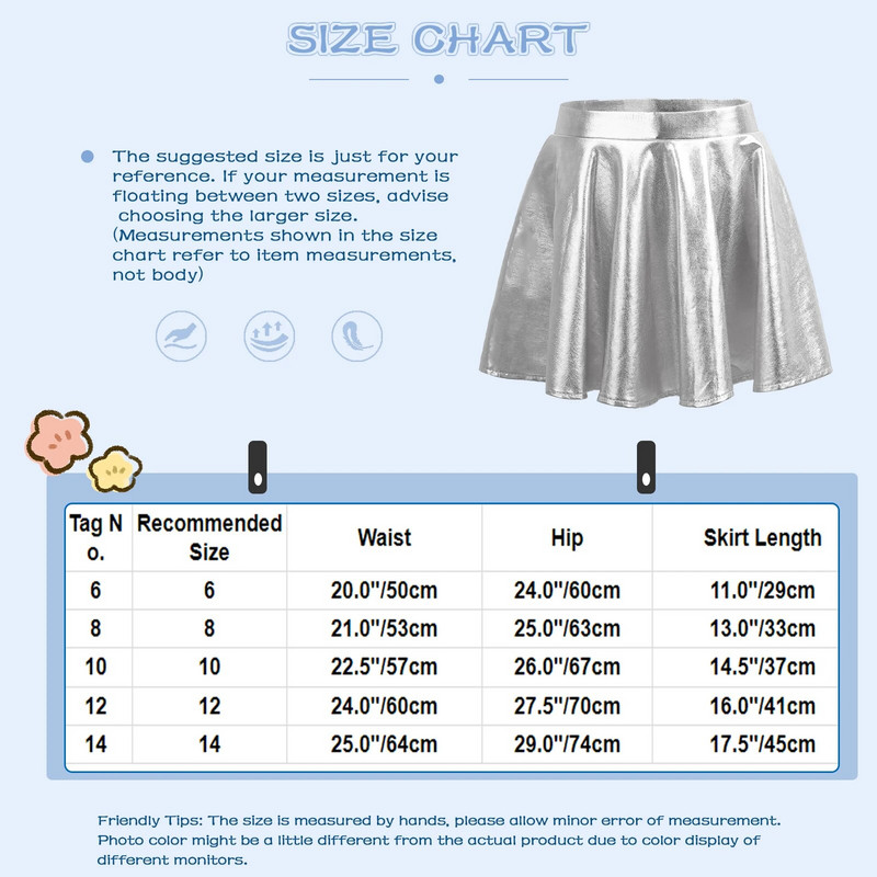 Lastele Tüdrukutele Balletitantsu seelikud Läikiv metallik Põletatud plisseeritud A-joonega miniseelik Lastele Moodantsud võimlemine Uisutaja Skort