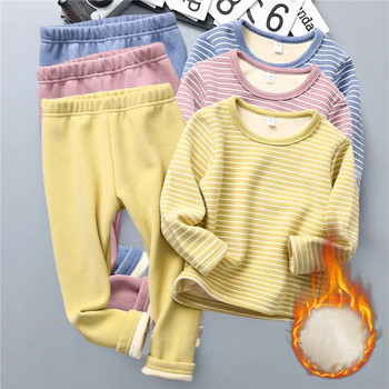Σετ χειμωνιάτικων παιδικών βελούδινων πιτζάμες Ζεστές κορεάτικες πιτζάμες για αγόρια Παχύ κοριτσίστικα Πυζόνια 2-12 ετών Fleece Βρεφικά θερμικά εσώρουχα