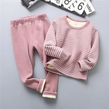 Зимни комплекти детски плюшени пижами Топли корейски пижами за момчета Удебелени спални дрехи за момичета 2-12 години Поларено бебешко термобельо