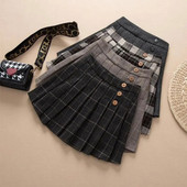 4–13-aastastele lastele minipikkusega plisseeritud seelik kevad-sügis tüdrukute ruuduline nööp Mugav mood lasteriided H34