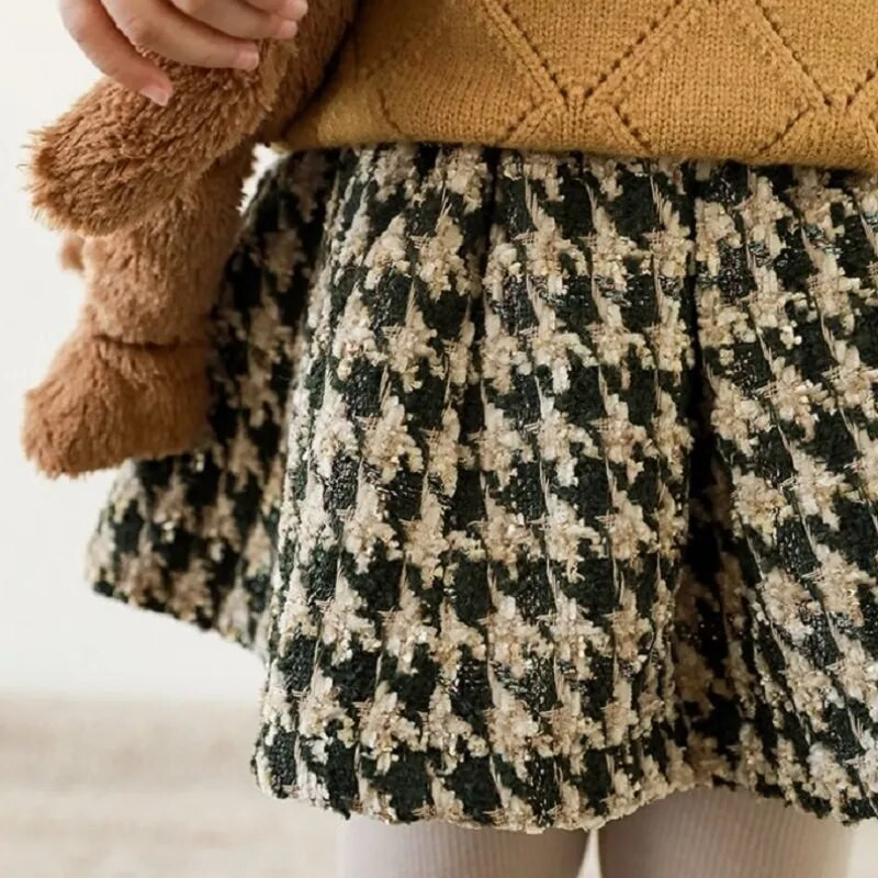 Módne dievčenské vlnené kockované sukne pre dojčatá, batoľatá, krátke sukne, jar, jeseň, zima, nový rok, vianočné oblečenie pre bábätká 1-7 rokov