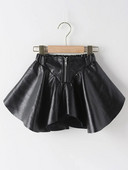 Κορεάτικο ύφος καλοκαιρινά ρούχα μαύρη δερμάτινη κοντή φούστα PU για παιδικά κορίτσια