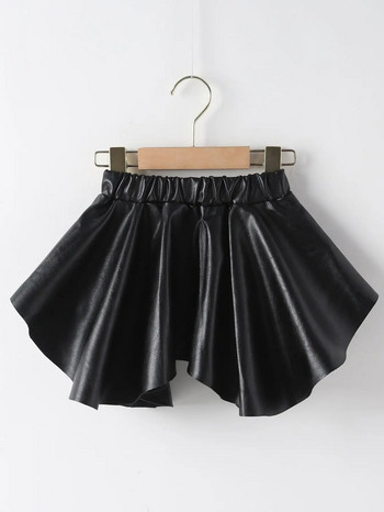 Κορεάτικο ύφος καλοκαιρινά ρούχα μαύρη δερμάτινη κοντή φούστα PU για παιδικά κορίτσια